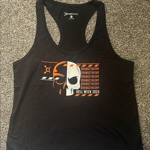 Orangetheory Black Tank Top with Orange and White Graphic
